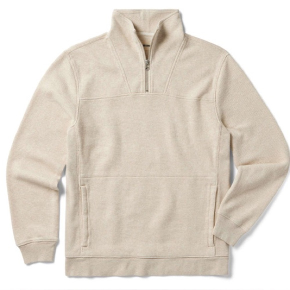 Taylor Stitch The Horizon Pullover in Oat Heather Men's Quarter Zip Sweater 40